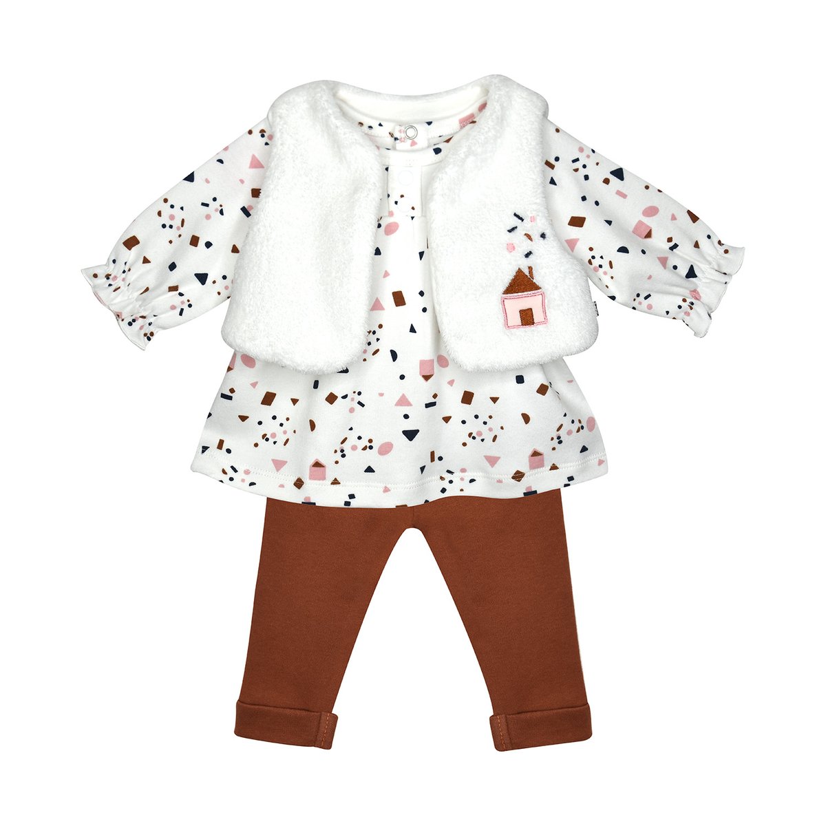 Tunique pantalon gilet ss mches francette blanc, SUCRE D'ORGE