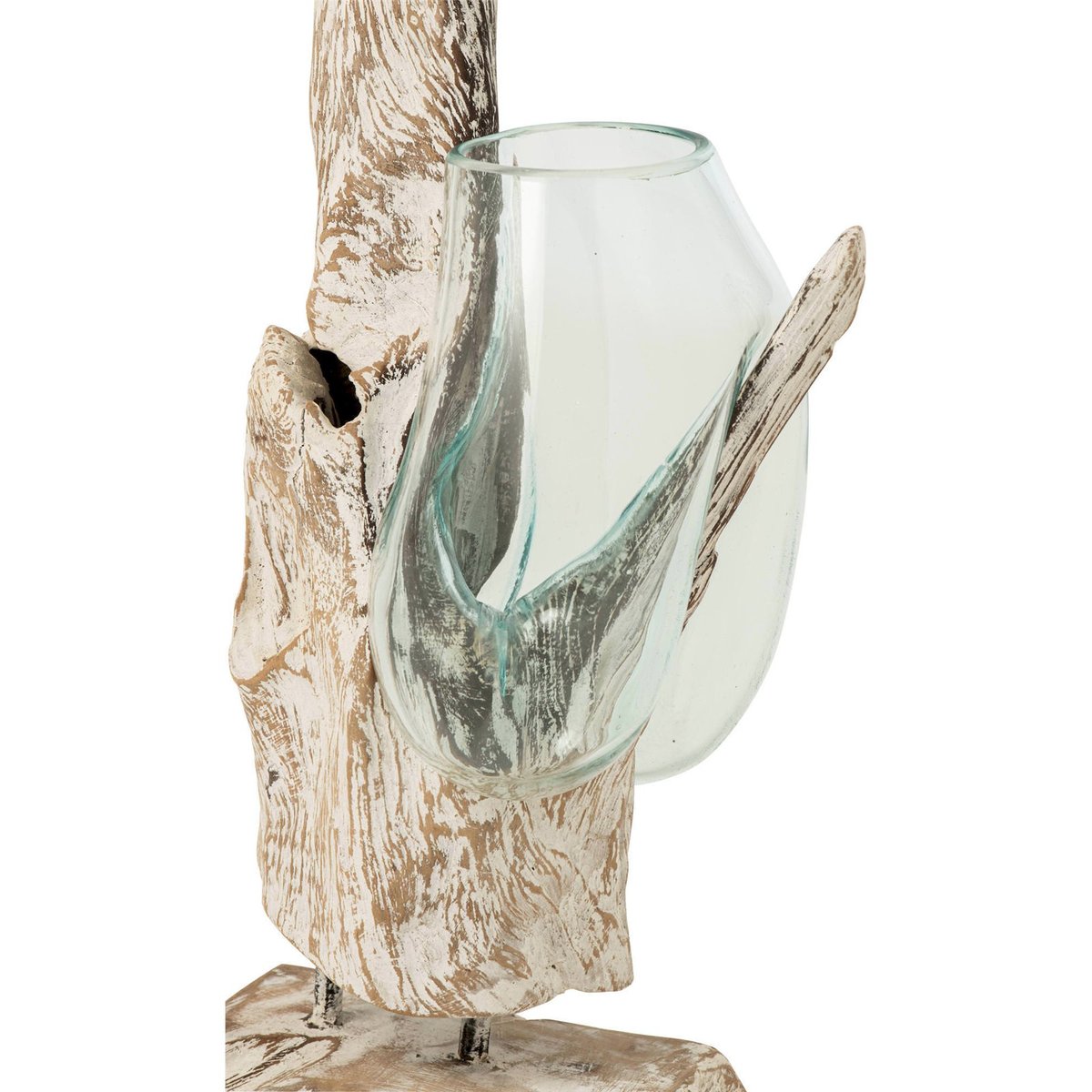 Vase en verre sur base sculptée blanc cassé et transparent, RECOLLECTION