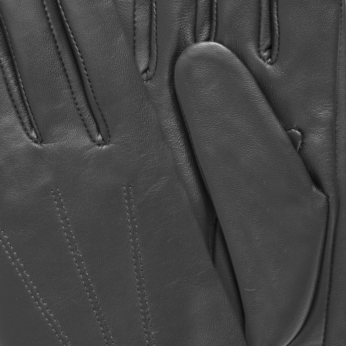 Gants tactiles en cuir de mouton - doublés polaire noir, ISOTONER