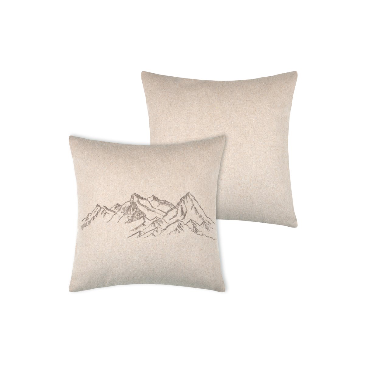 Coussin décoratif à motif montagnes brodé naturel, LOVELY CASA