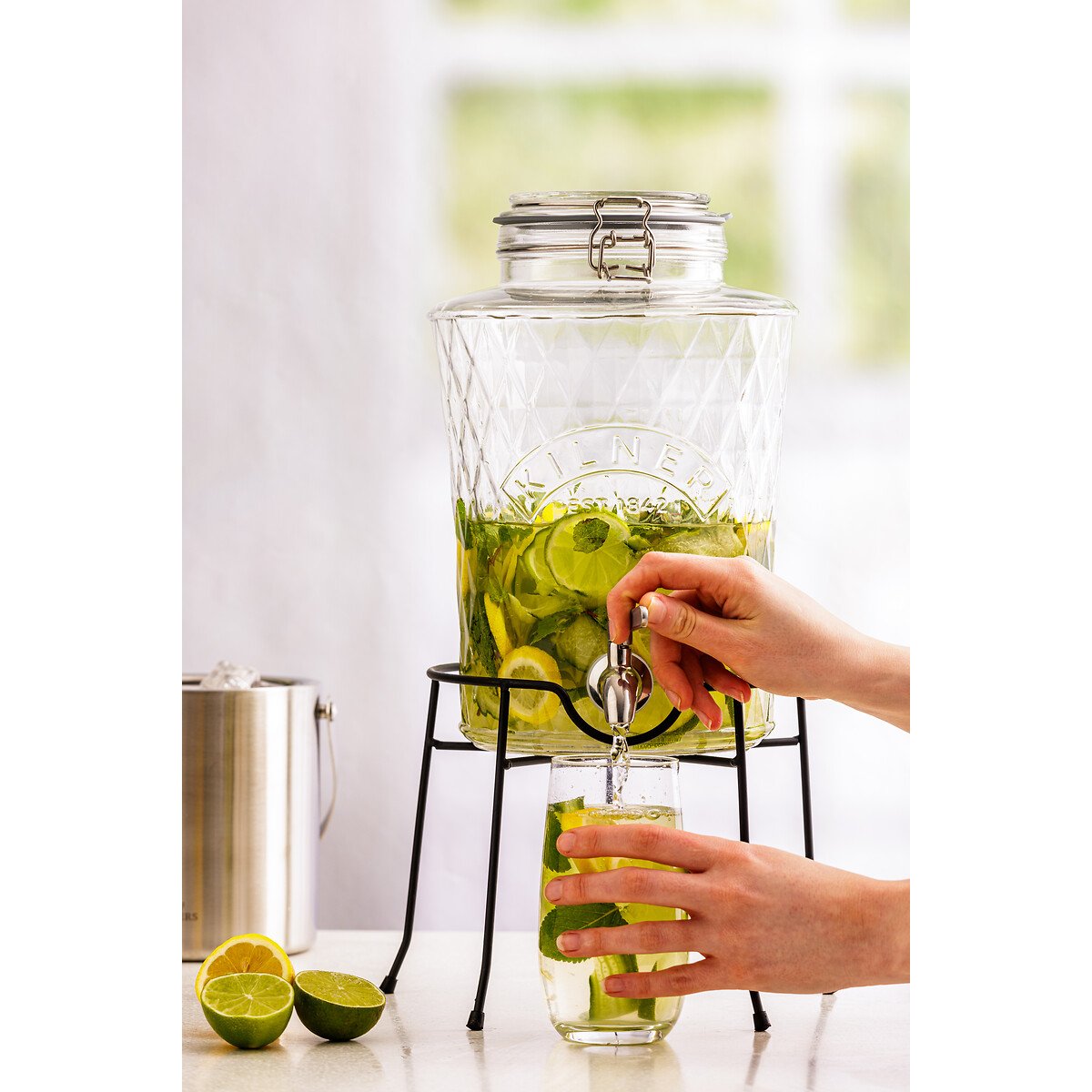5L Kilner Clip Top Diamond Drinks Dispenser glass, KILNER
