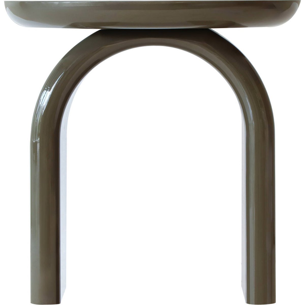 Table d'appoint en bois aux lignes arrondies vert olive, RECOLLECTION