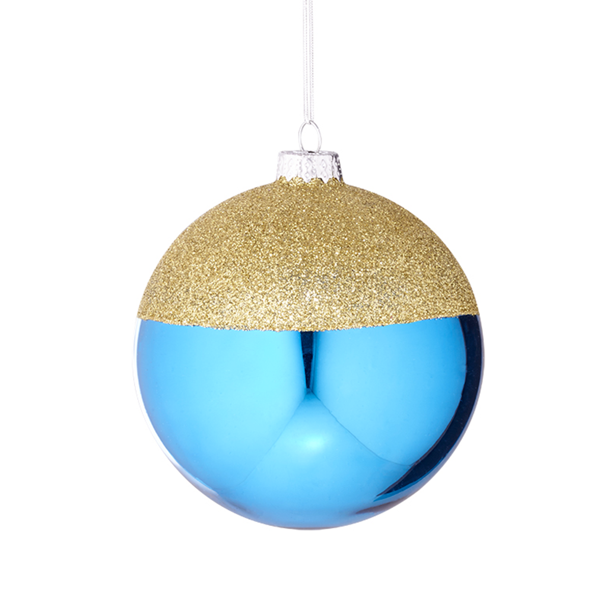 Boule de noël décorative bicolore en verre D10 bleu, SIA DECO