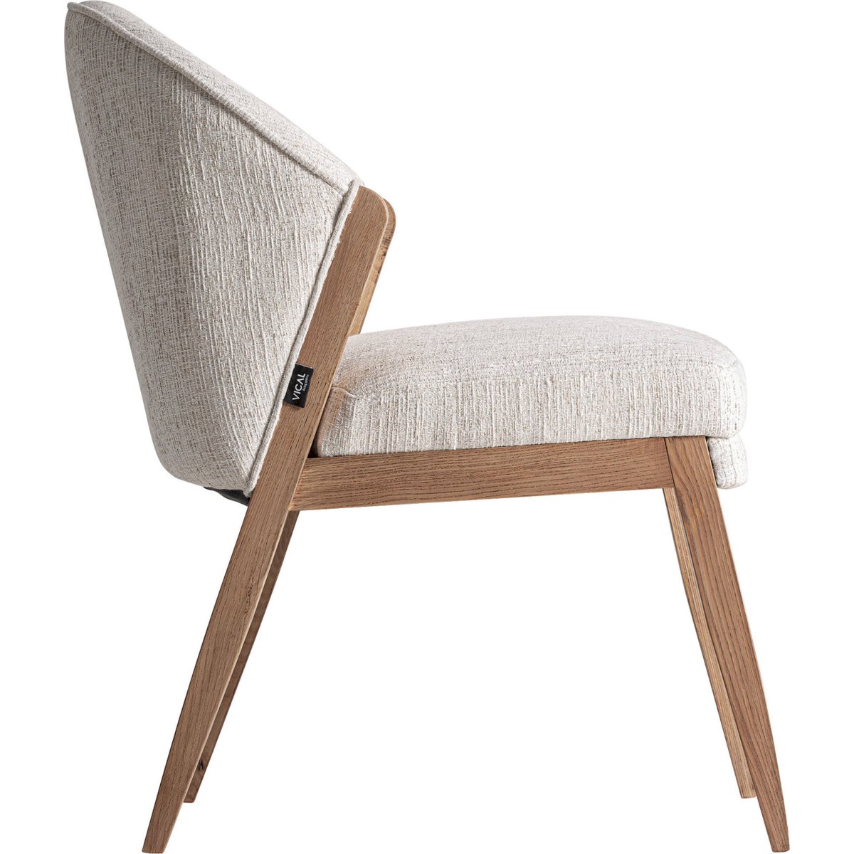Chaise contemporaine en pin et tissu beige et bois clair, RECOLLECTION