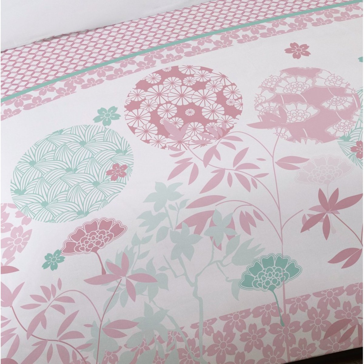 Housse De Couette 240x220 Florena + 2 Taies 100% Coton rose, DECORATIE
