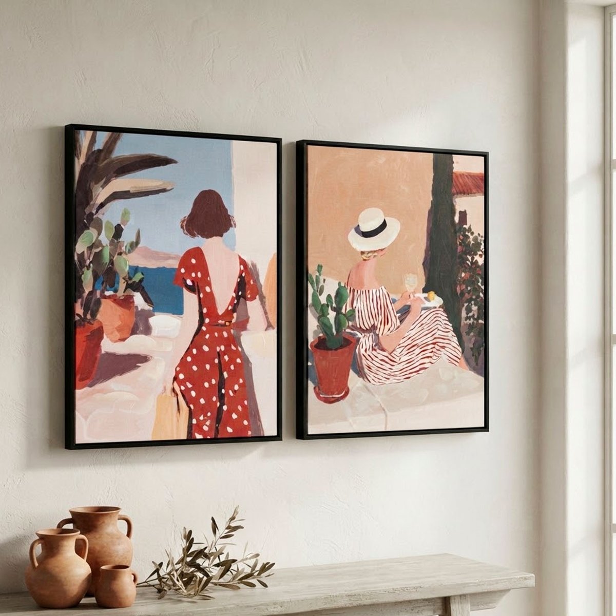 Set de 2 tableaux peinture femmes 30x2x40cm multicolore, WADIGA