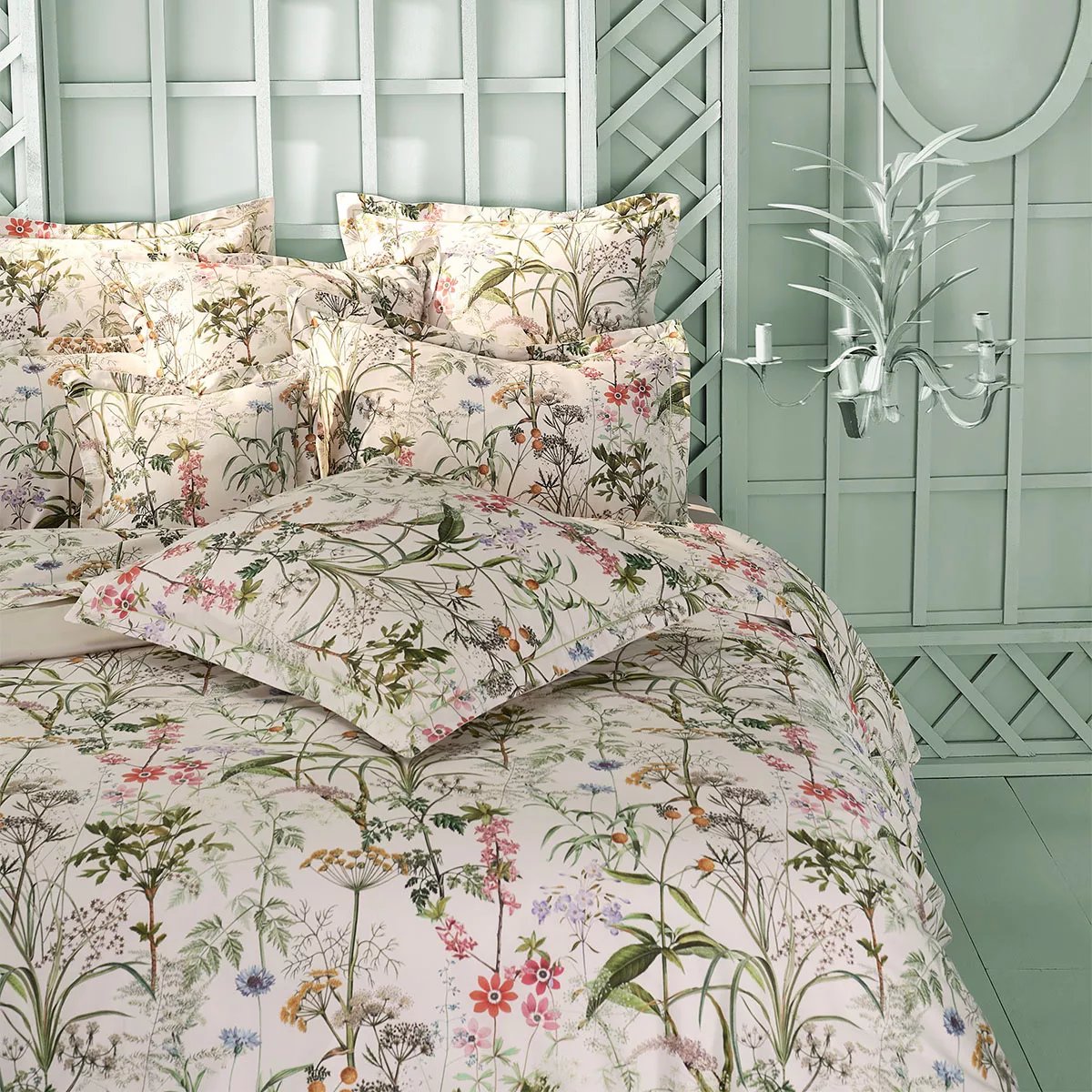 Housse de couette satin de coton PRAIRIE LEGERE beige, GARNIER THIEBAUT