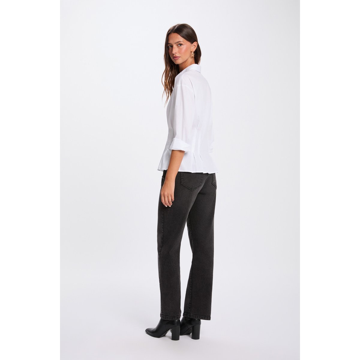 Chemise cintrée col à revers blanc, MORGAN