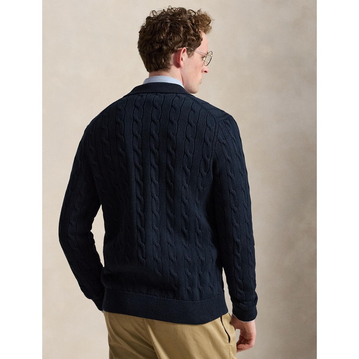 Regular fit vest met knopen in kabelbreisel marineblauw, POLO RALPH LAUREN