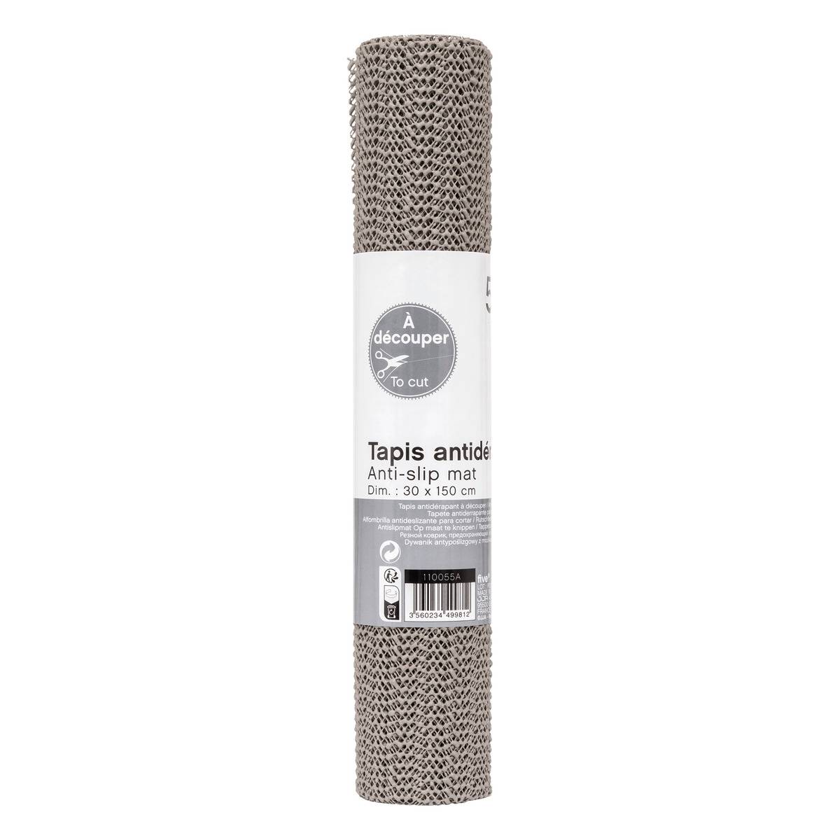 Tapis anti-dérapant enroulable longueur 150cm gris, 5FIVE SIMPLY SMART
