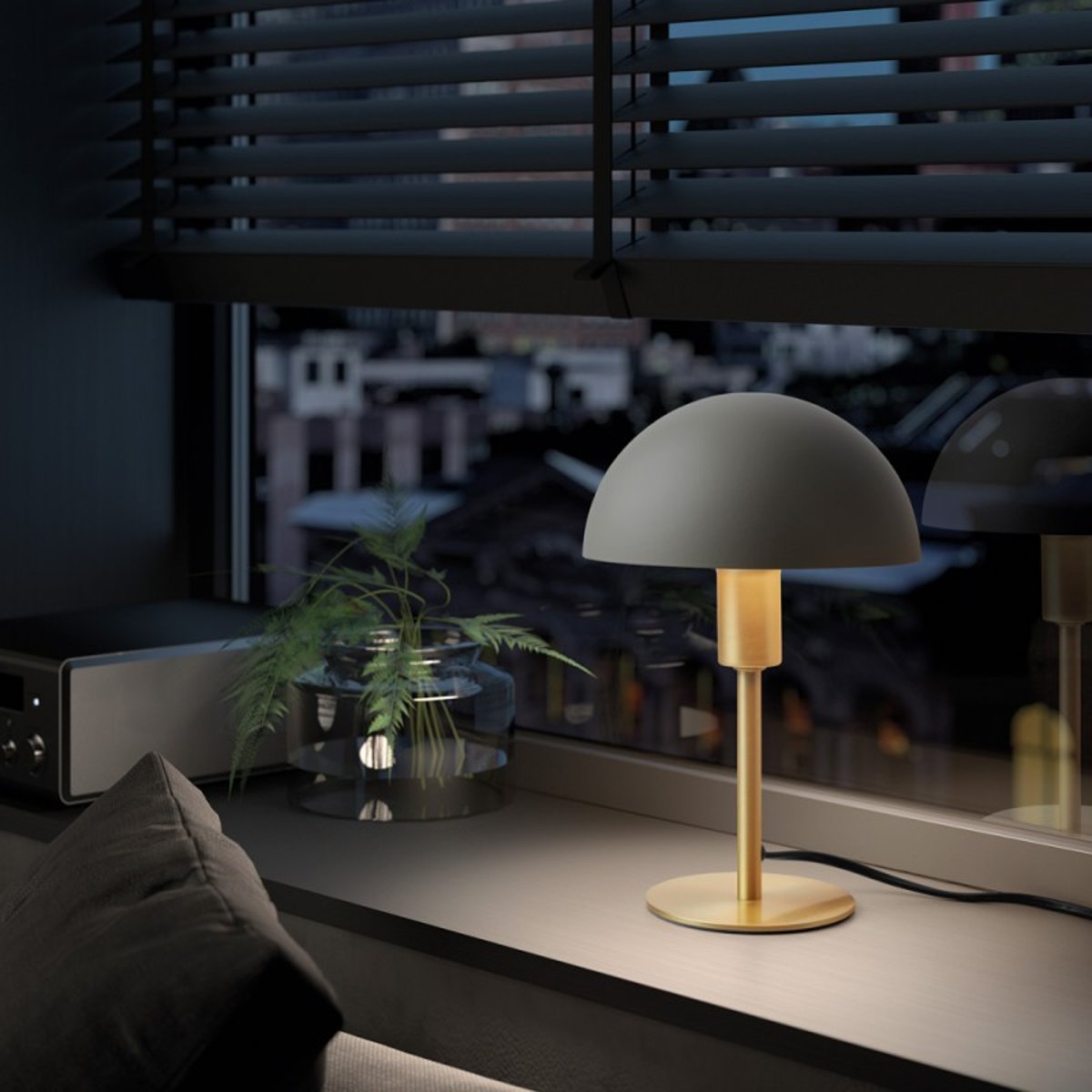 Lampe A Poser Poma Metal En Laiton Mat Et Abat-jour Crème laiton, MILLUMINE