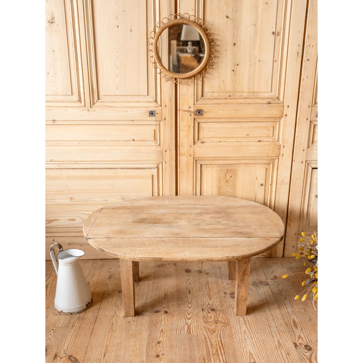 Table basse à rabats en chêne Léonie N°1105 - Bon état bois foncé, DEBONGOUT