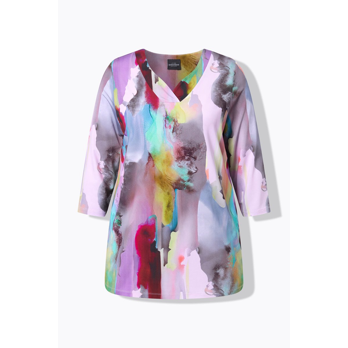 T-shirt au tombé fluide, motif aquarelle noir, ULLA POPKEN