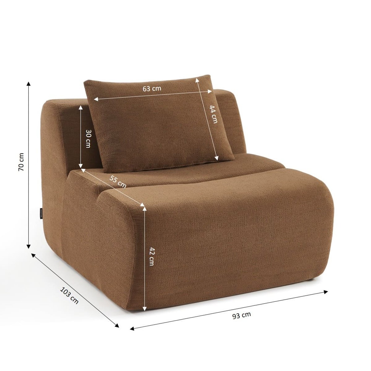 Chauffeuse 1 place en tissu marron, PANTONE