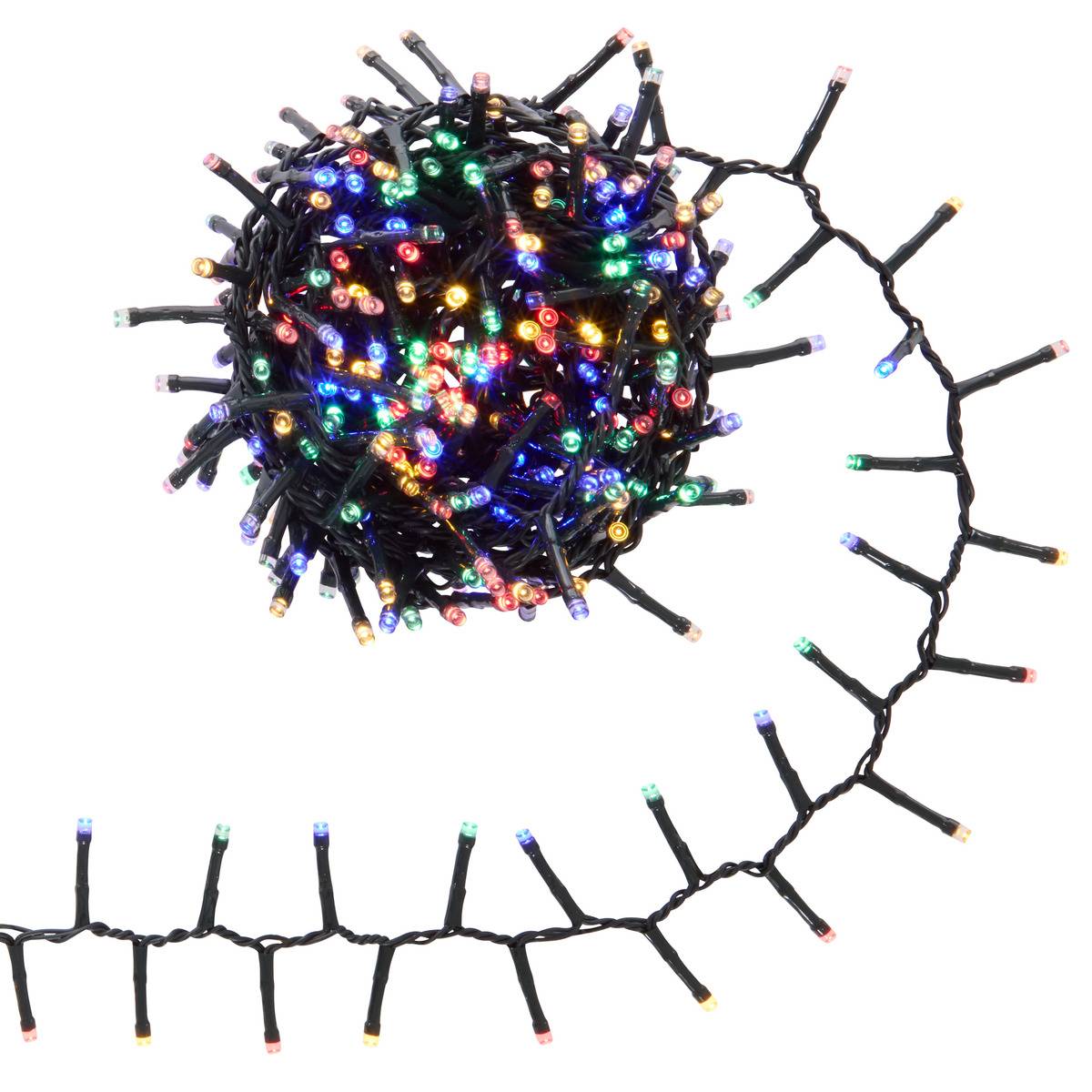 Guirlande lumineuse cluster d'extérieur 7,5 m 375 LED multicolore 8 fonctions solaire vert, FEERIC LIGHTS & CHRISTMAS