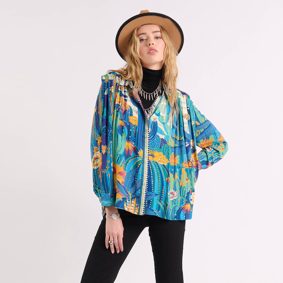 Chemise à motifs MEILINE JARDIN bleu, WILD