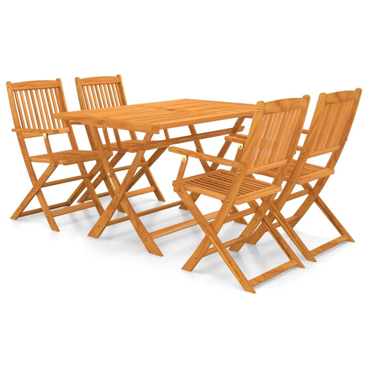 Salon de jardin pliable en accacia naturel, HOME MAISON