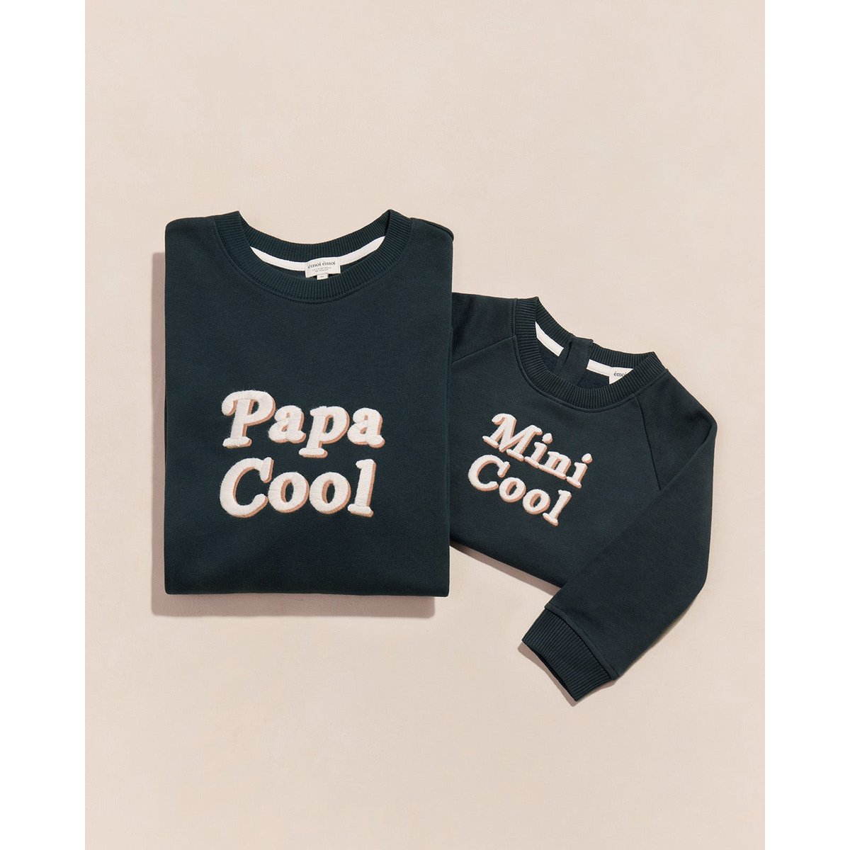 Sweat brodé en coton bio, COOL bleu - charbon, EMOI EMOI