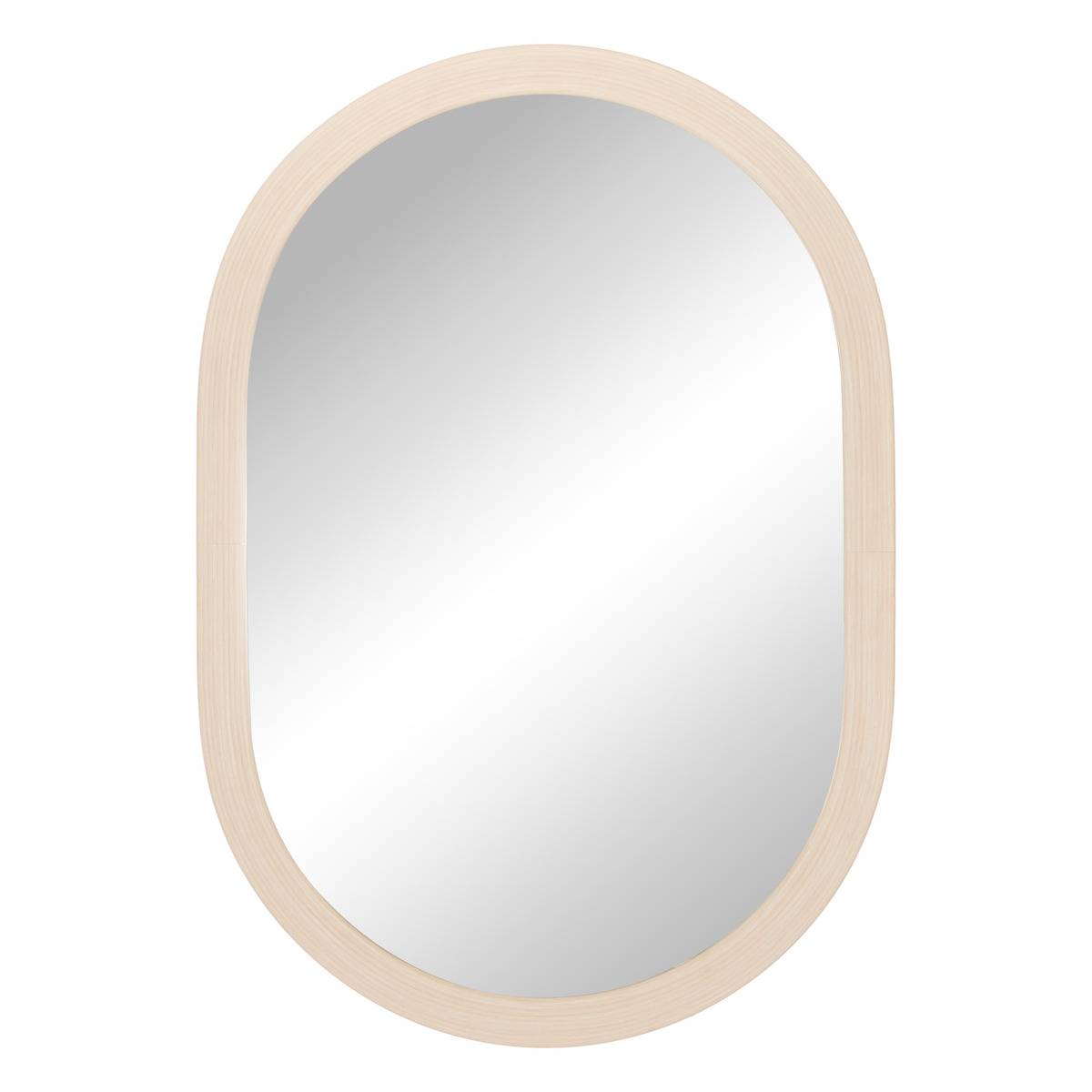 Miroir ovale grand format effet bois KANDRA crème, ATMOSPHERA