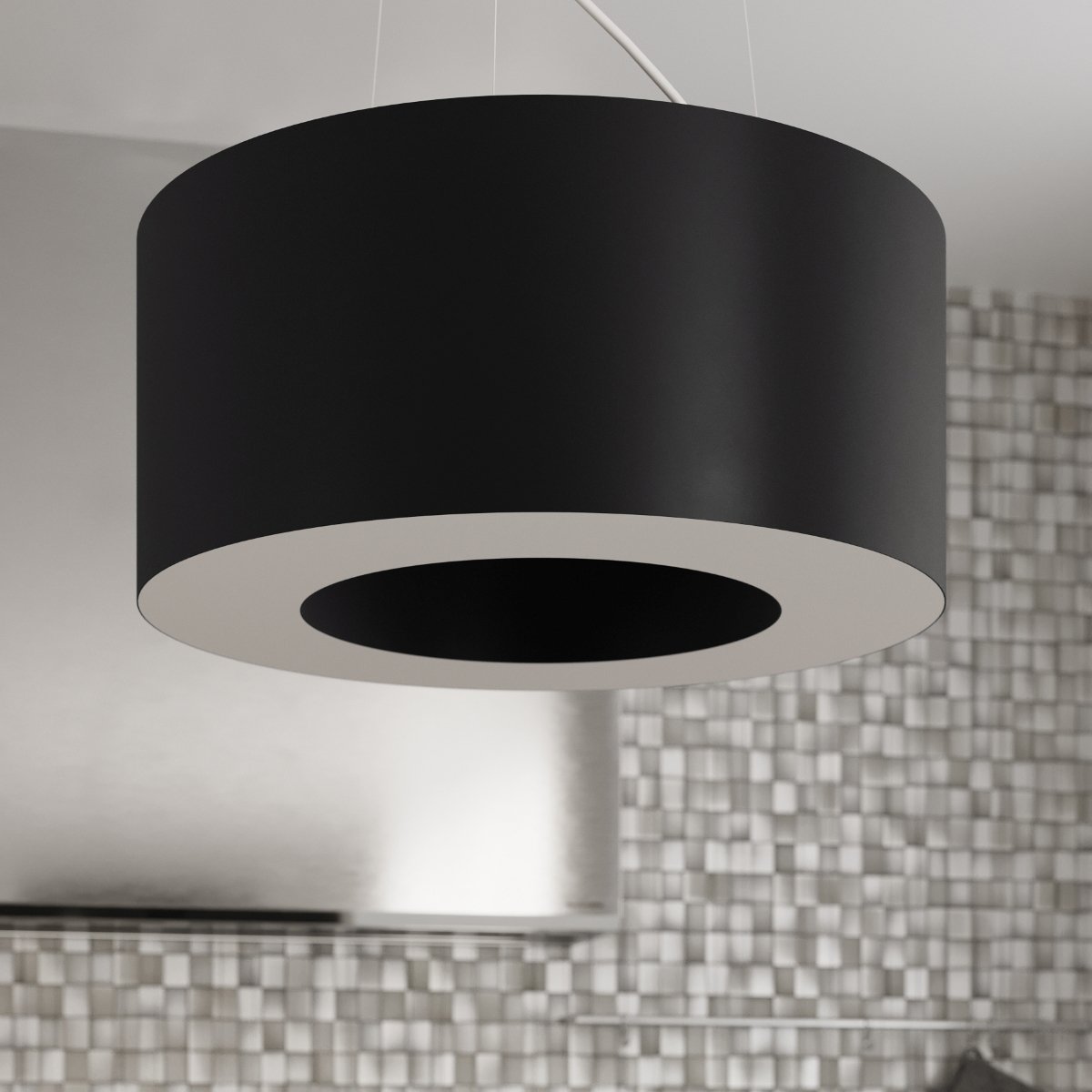 Suspension Tissu Noir E27 6 Saturno noir, EDEN