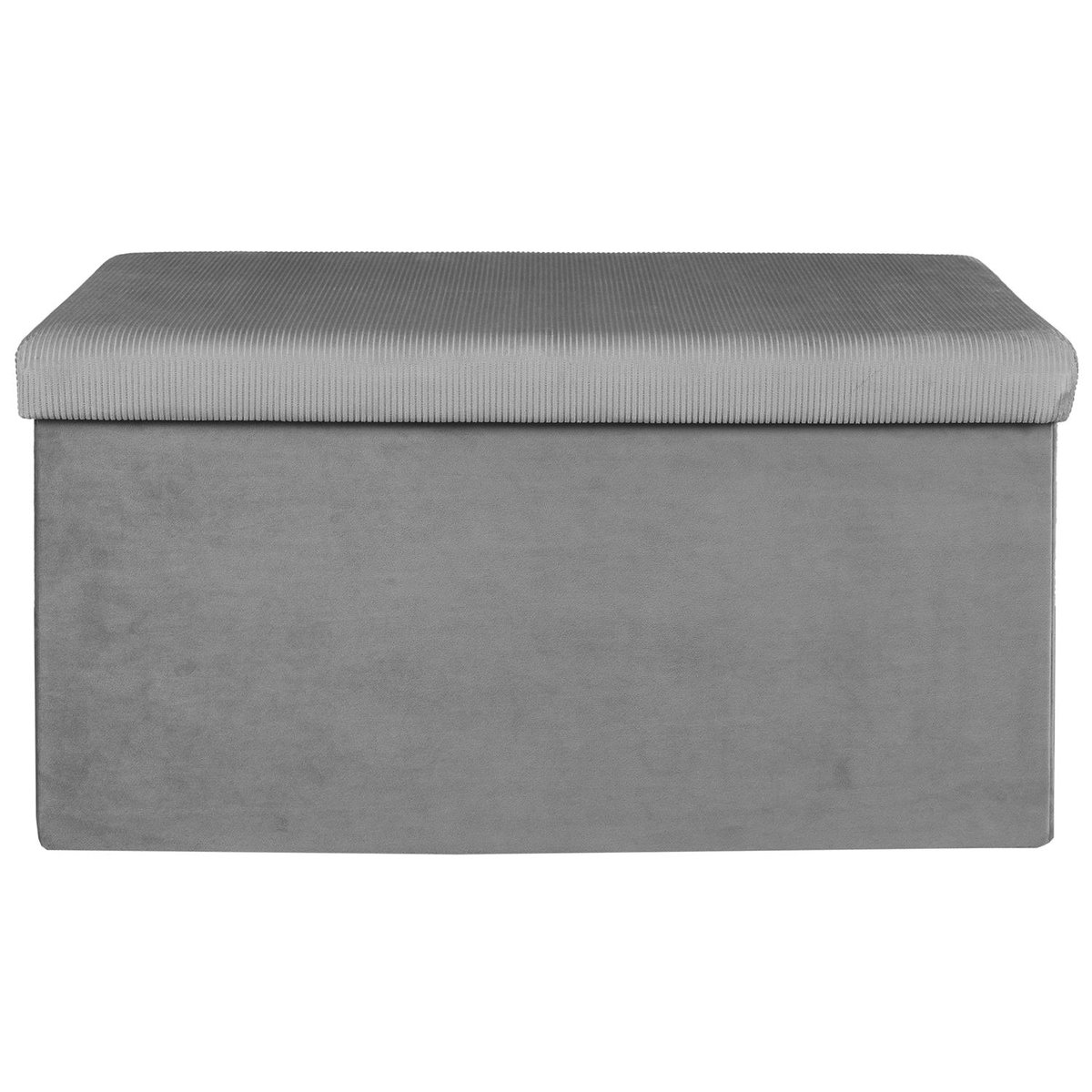 Coffre banc pliable design velours Giulia gris, EDEN