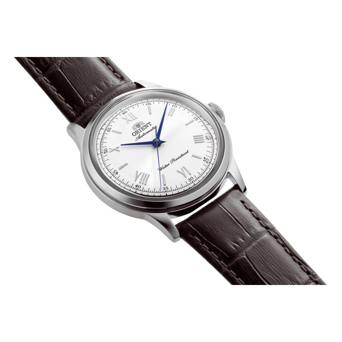 Montre Analogique BAMBINO argenté blanc marron foncé, ORIENT