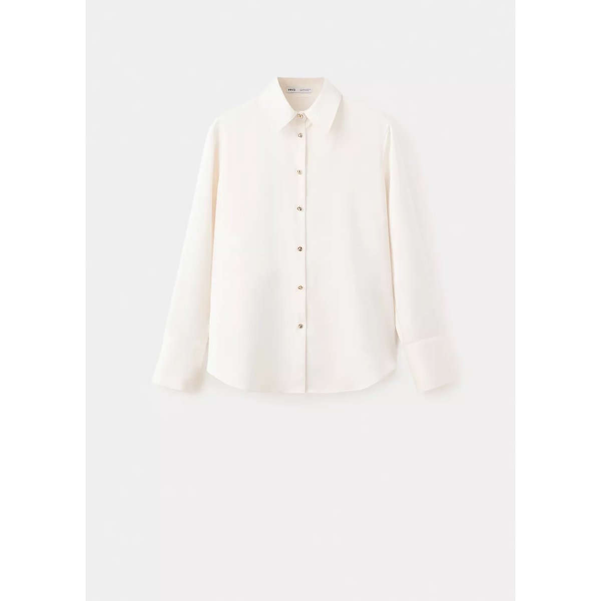 Chemise fluide satinée écru, MANGO