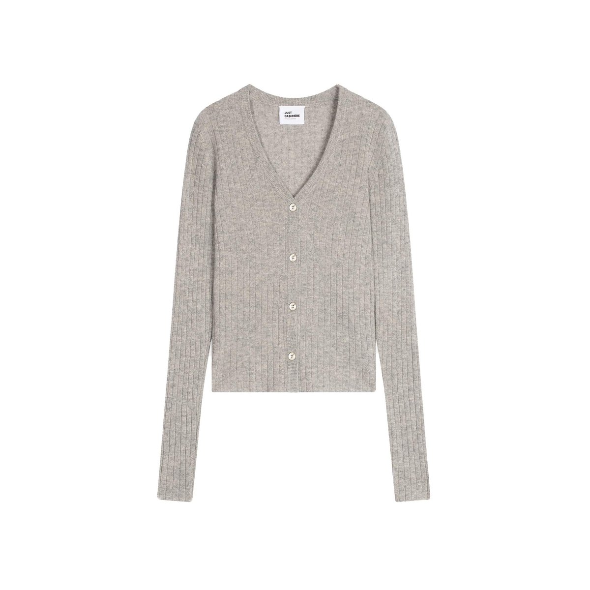 Cardigan Col V Nuage Chiné Camille gris chiné, JUST CASHMERE