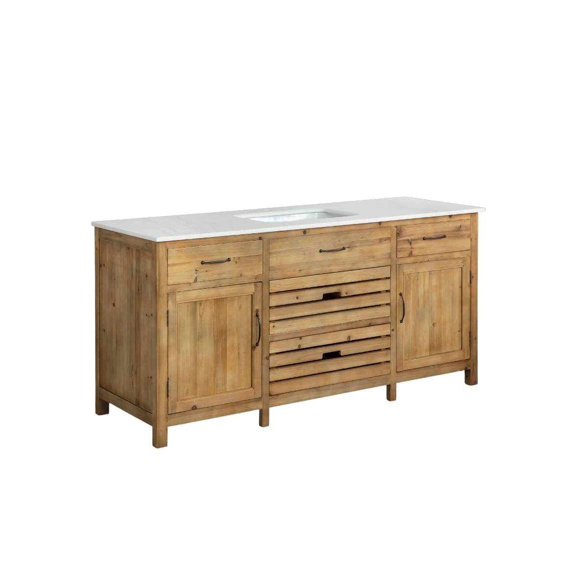 Meuble en bois recyclé et marbre EPURE bois clair, MADE IN MEUBLES 