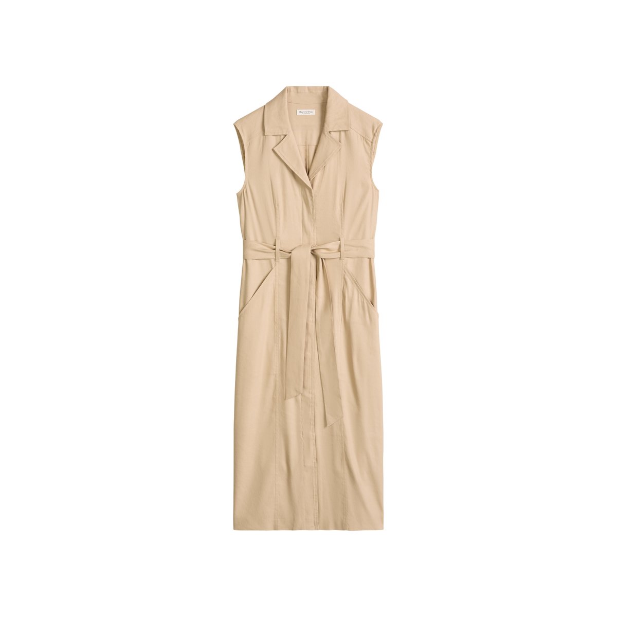 Robe sans manches regular en viscose-lin stretch beige, MARC O'POLO