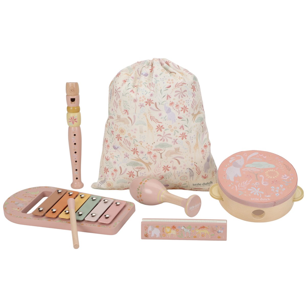 Set de musique rose, multicolore, bois, LITTLE DUTCH
