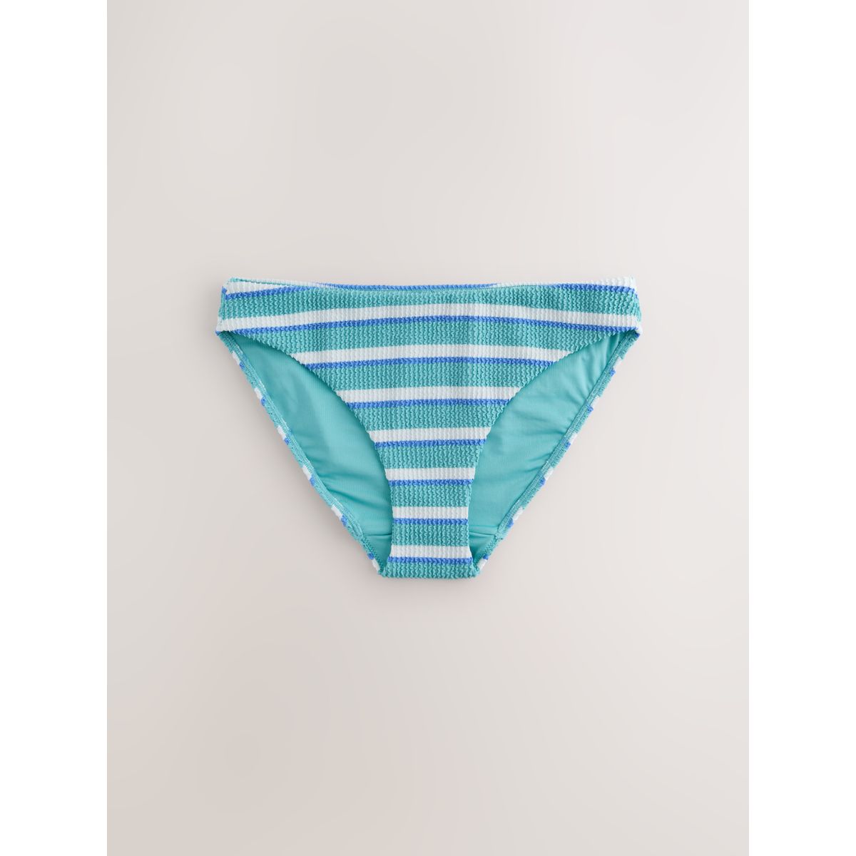 Bas de bikini échancré rayures froissées bleu turquoise/blanc, NEXT