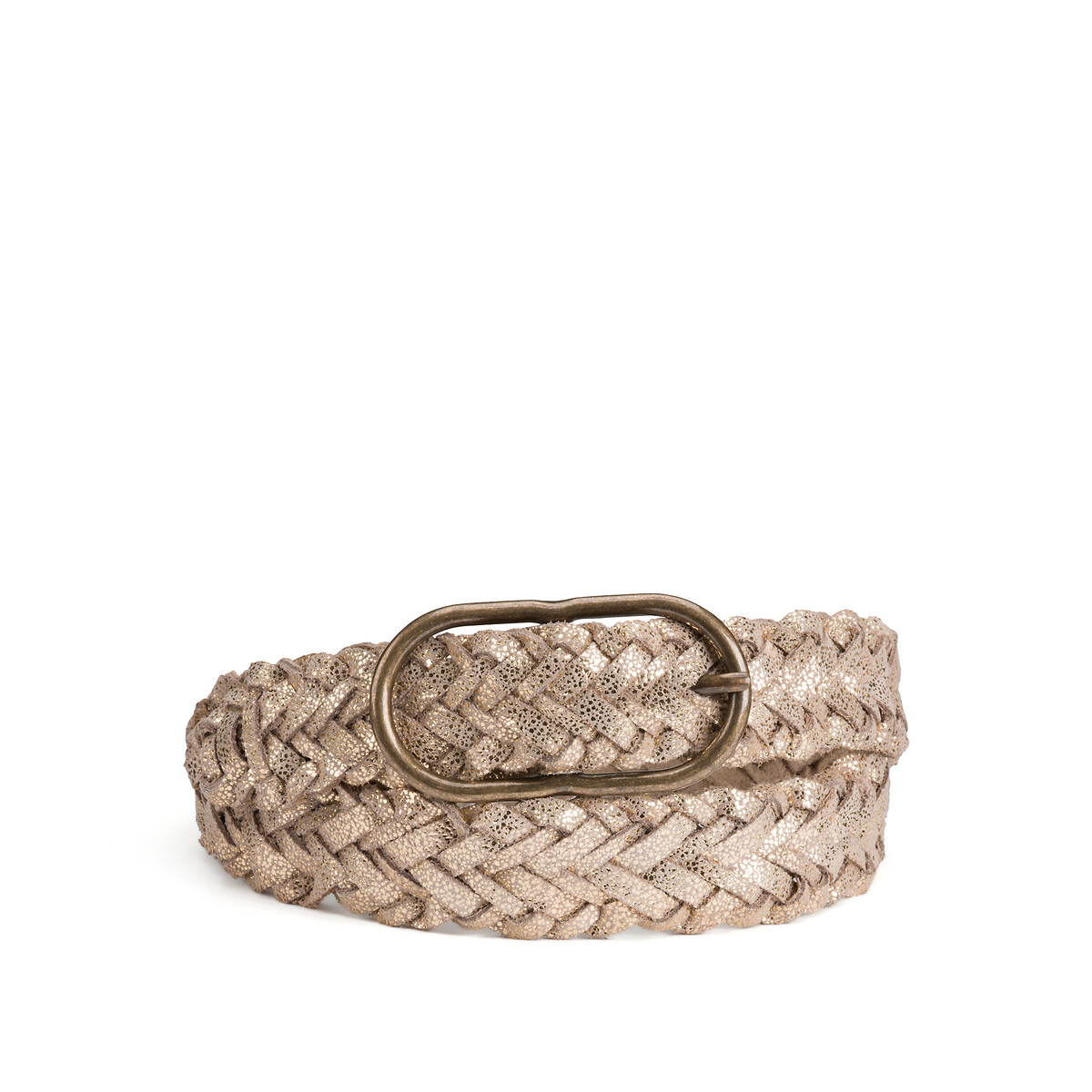 Ceinture tressée en cuir Nadina gold, PIECES