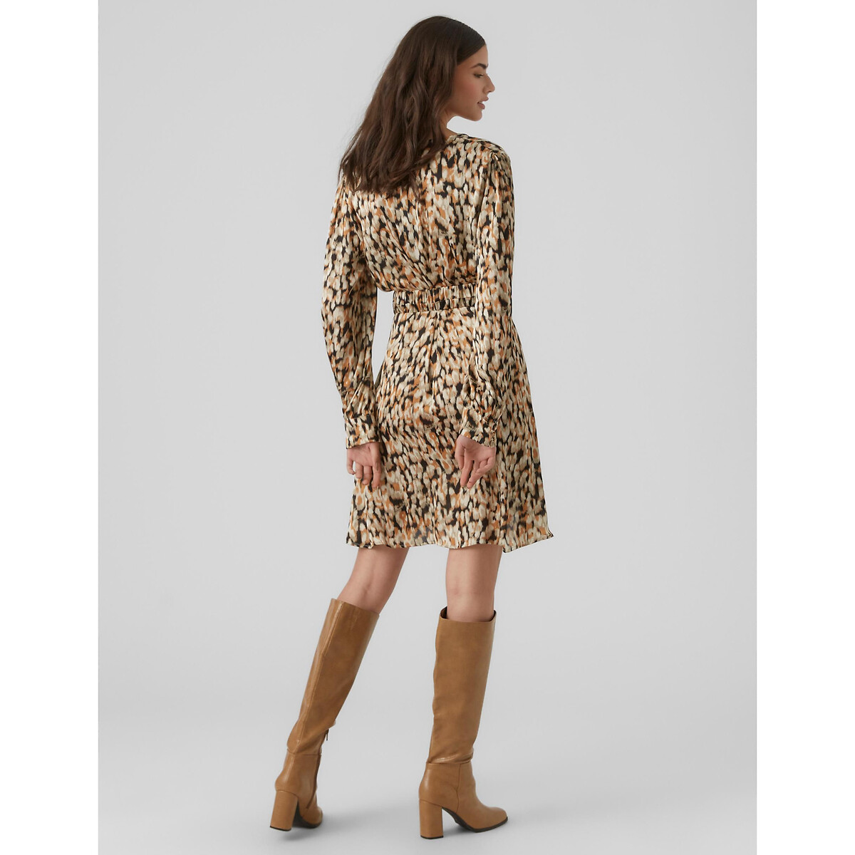 Robe courte imprimée, ceinturée imprimé écru, VERO MODA