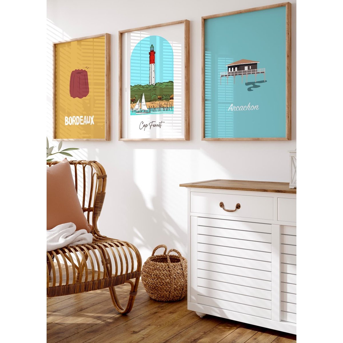 Affiche ville Minimaliste Arcachon blanc, L'AFFICHERIE
