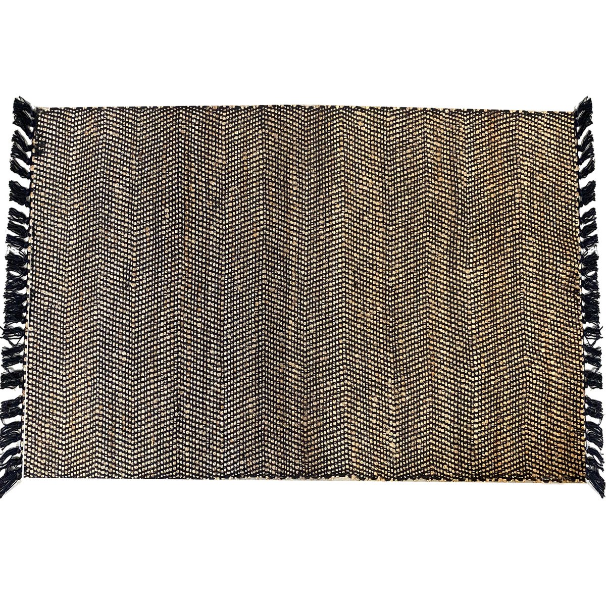 Tapis rectangulaire tressé en jute et coton noir 120x180cm noir, WADIGA