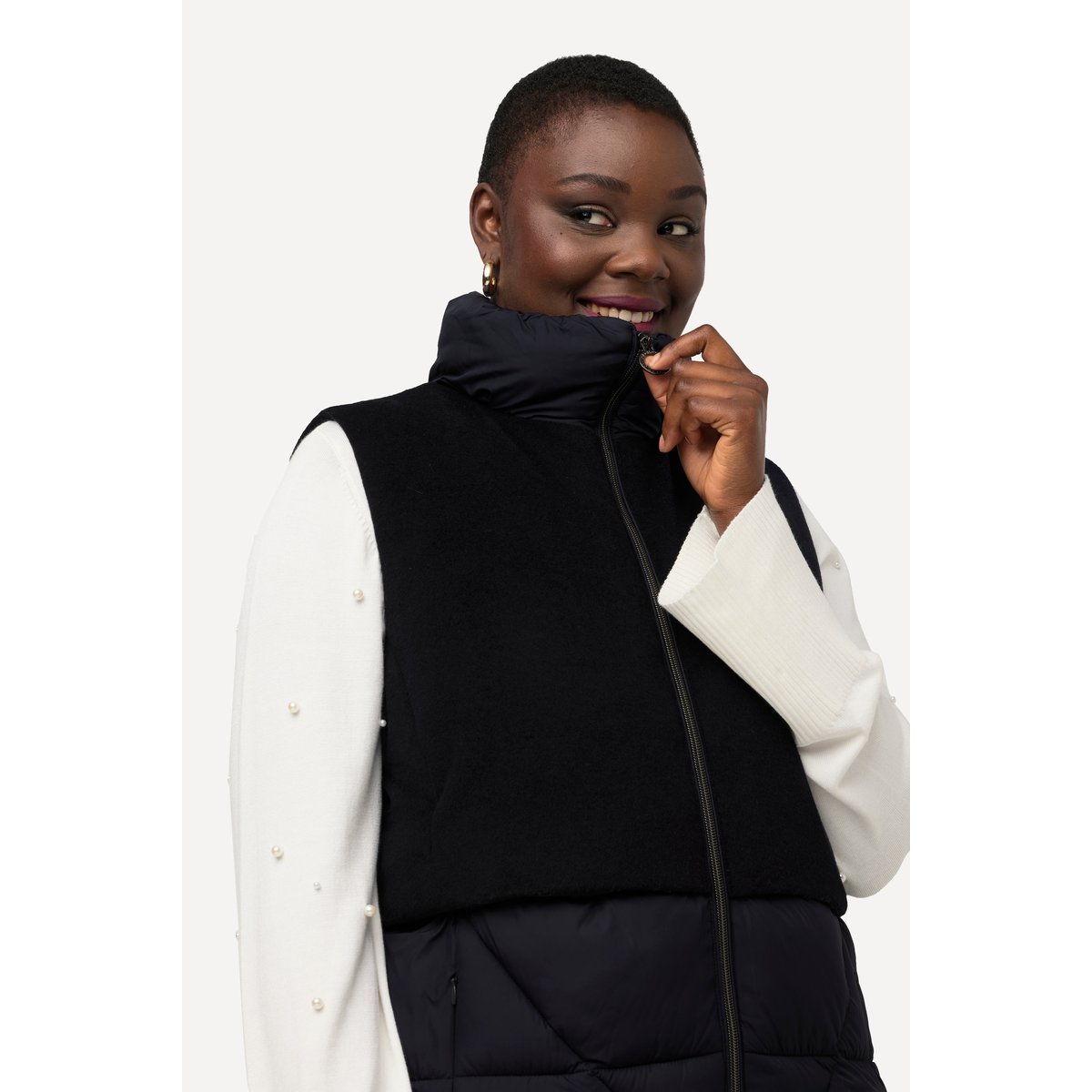 Veste matelassée sans manches, lainage marine, ULLA POPKEN
