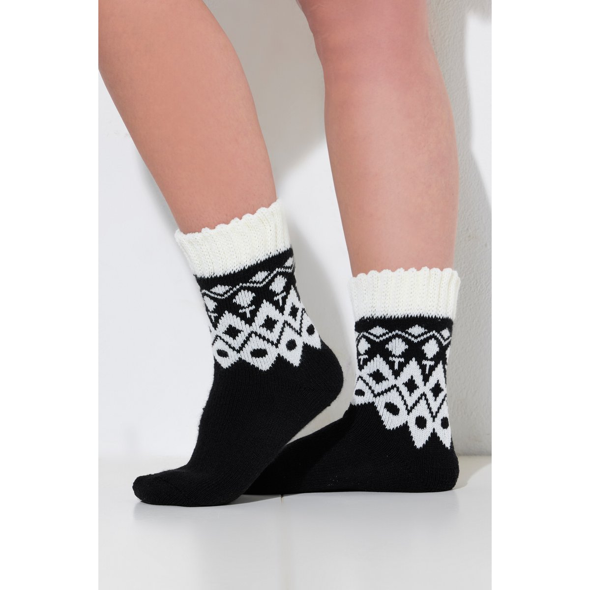 Lot de 2 paires de chaussettes douillettes noir, ULLA POPKEN