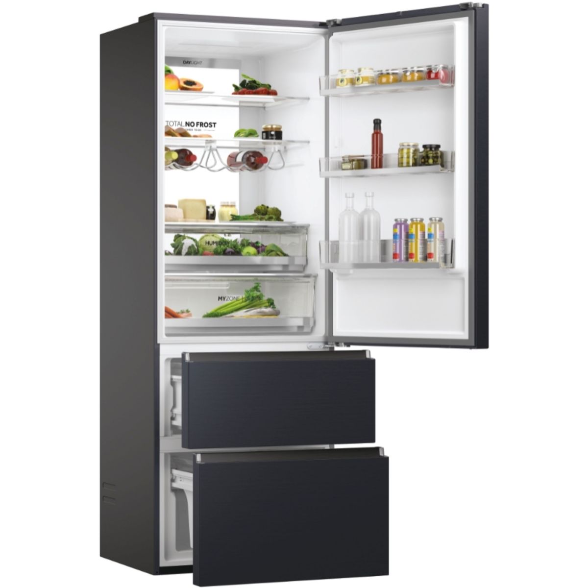 Réfrigérateur combiné HTR7720DNMB couleur unique, HAIER