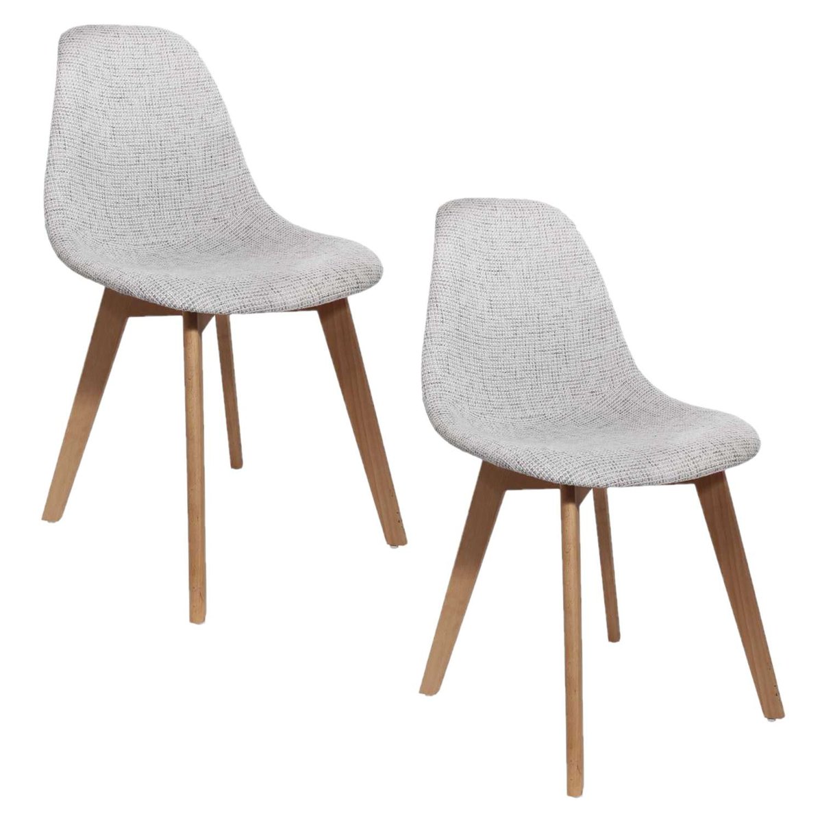 Lot de 2 Chaises scandinaves design grosse maille Flora gris clair, TOILINUX