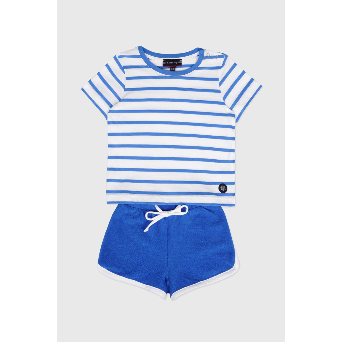 Ensemble pyjashort en coton KIDS blanc/blue saphir, ARMOR-LUX
