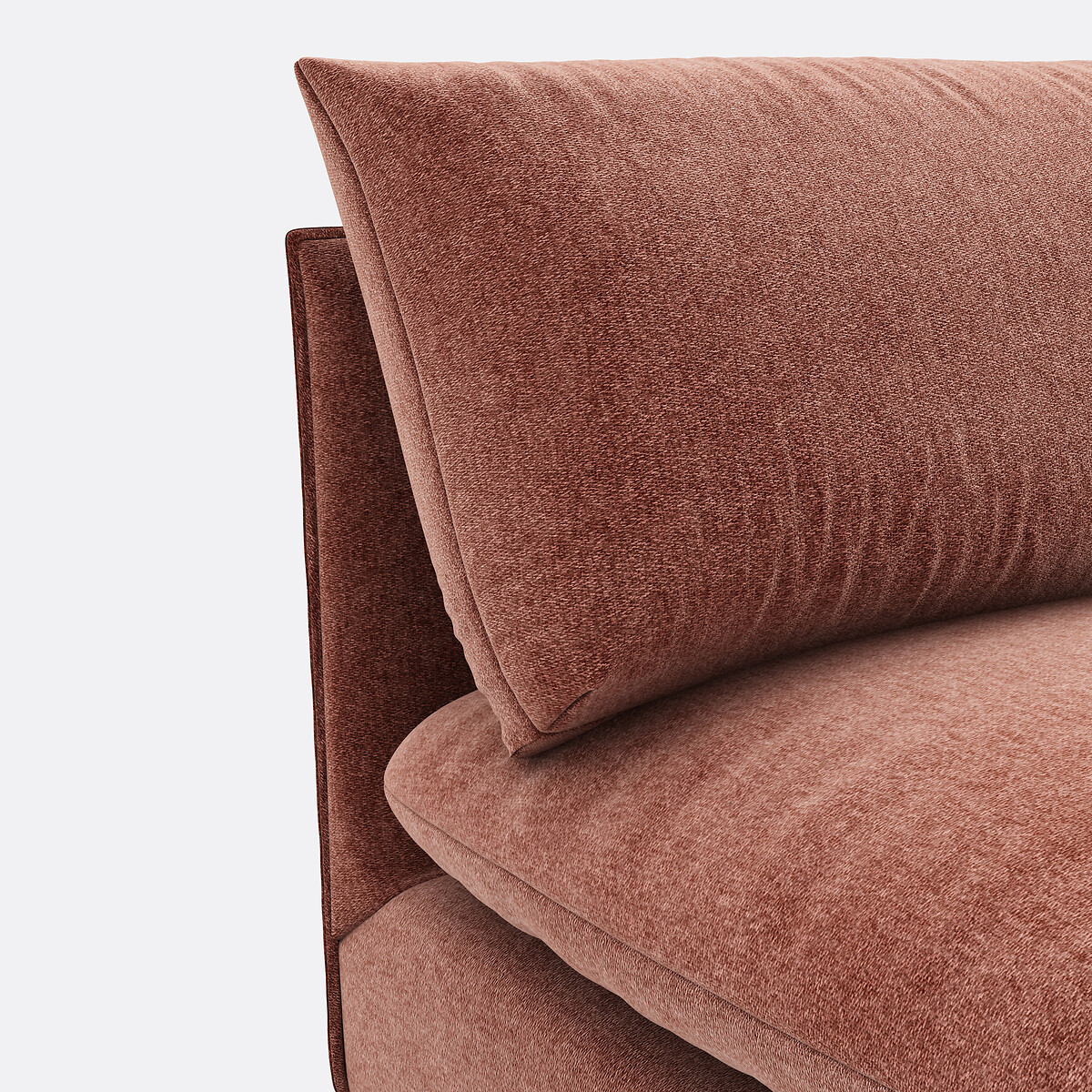 Fauteuil voor modulaire zitbank, in gemêleerd polyester, Malo roze steenrood, LA REDOUTE INTERIEURS