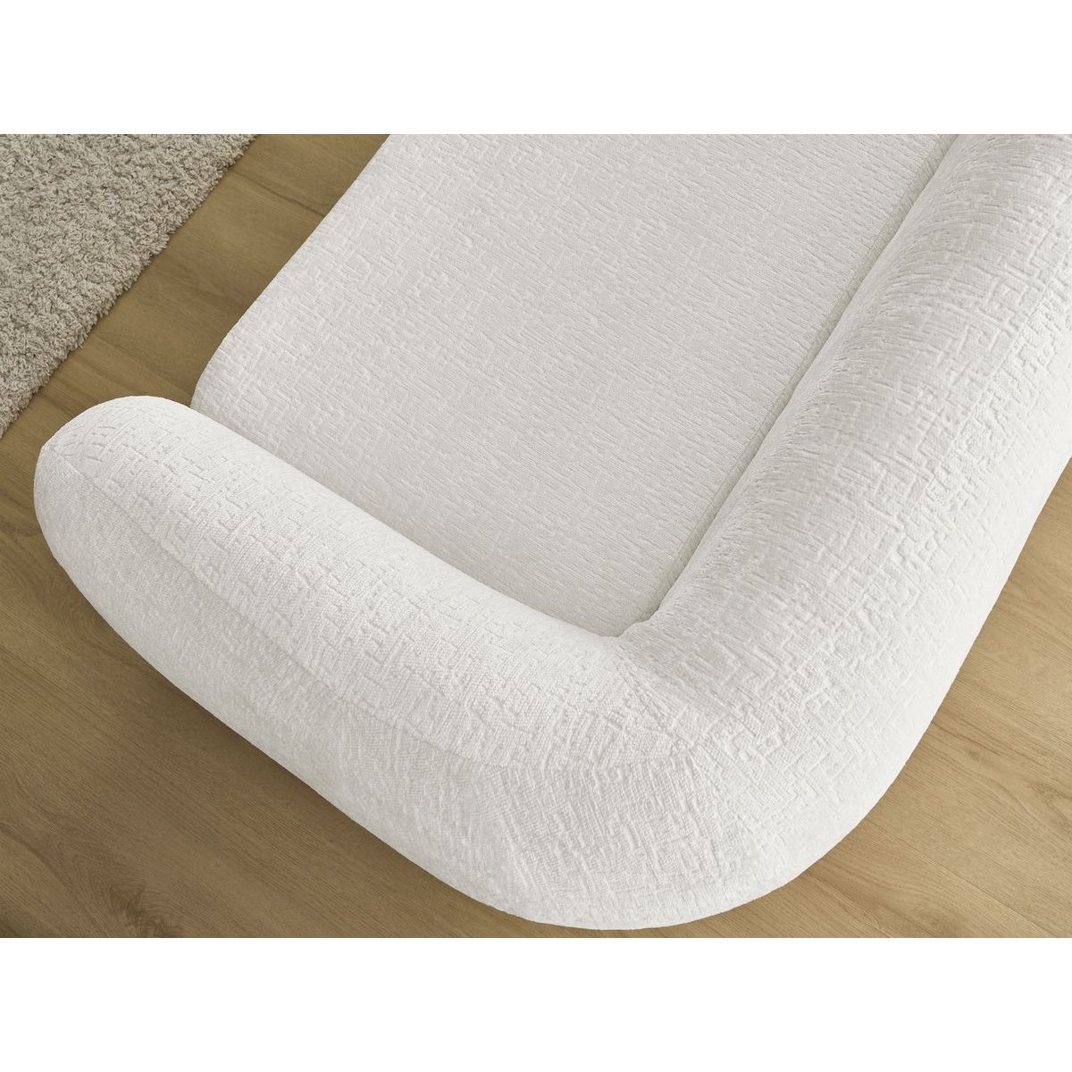 Canapé droit convertible 3 places en tissu texturé, NEYO blanc, BOBOCHIC
