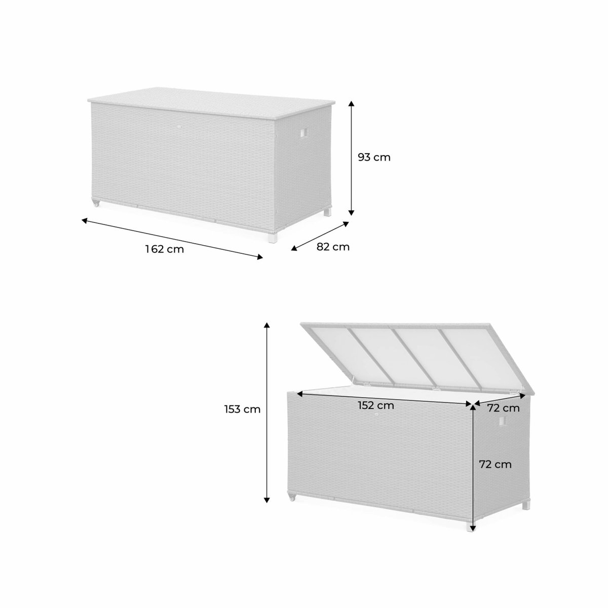 Coffre de jardin résine tressée 790L CASSAPANCA nuances de gris, SWEEEK