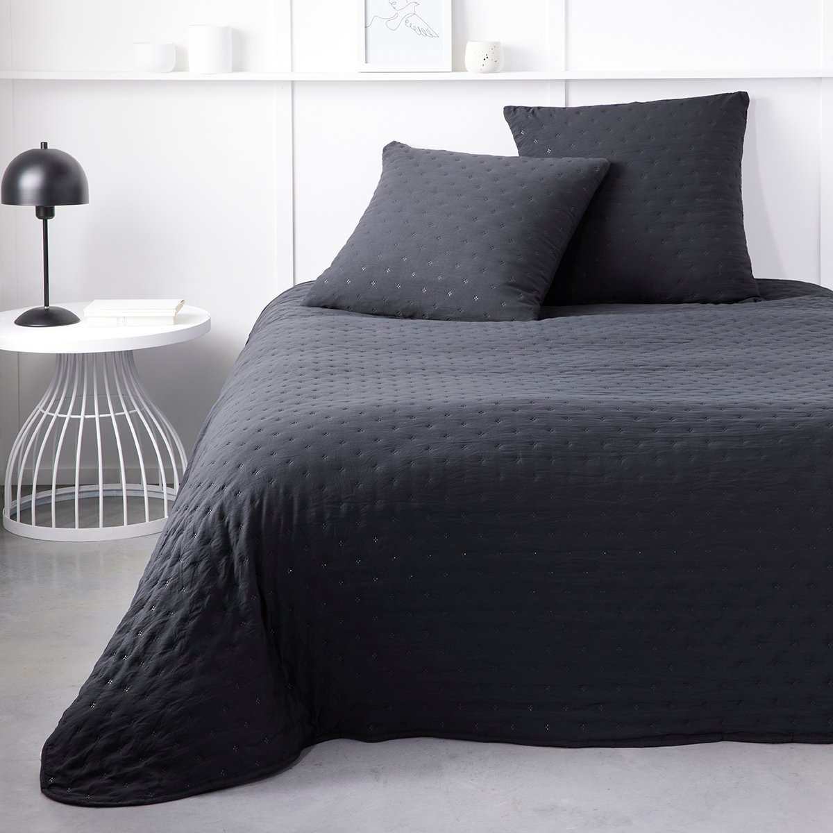 Couvre lit boutis ESSENTIAL gris anthracite, TODAY