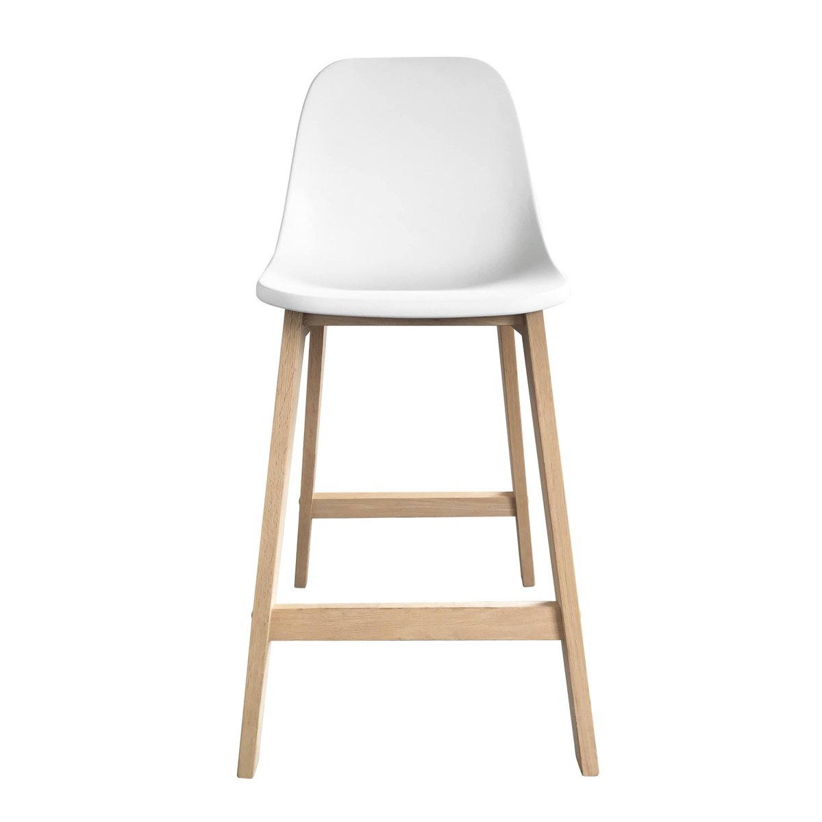 Lot de chaises d'ilot et bar en chêne avec assise plastique 65cm ELIOS | Lot de 6 blanc, MOB IN