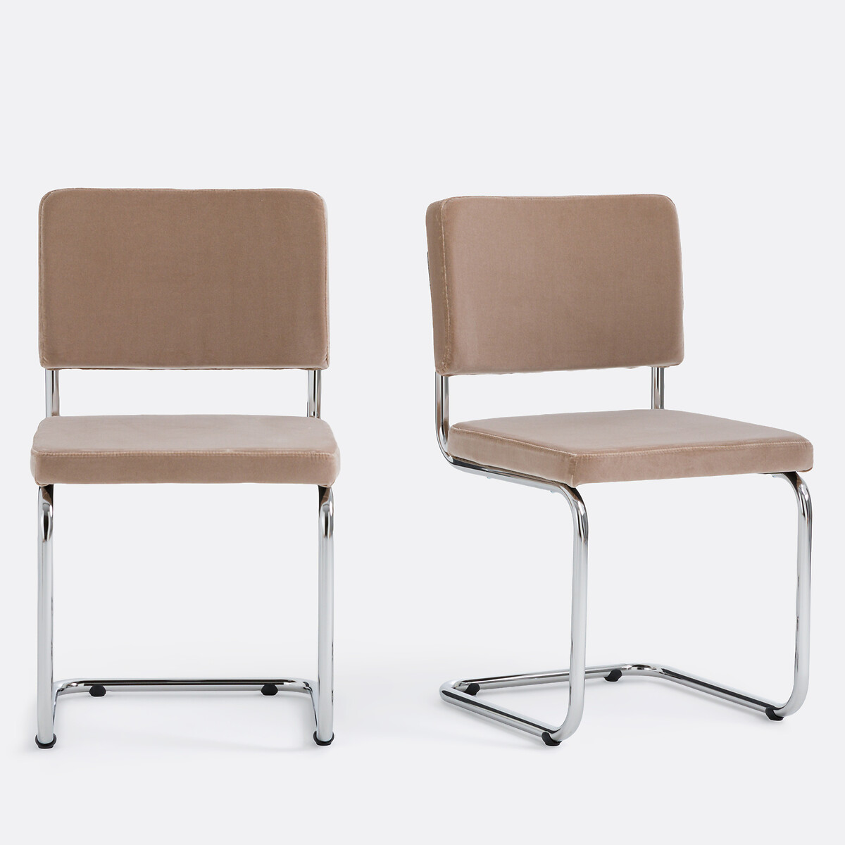 Lot de 2 chaises cantilever en velours, Sarva beige, LA REDOUTE INTERIEURS