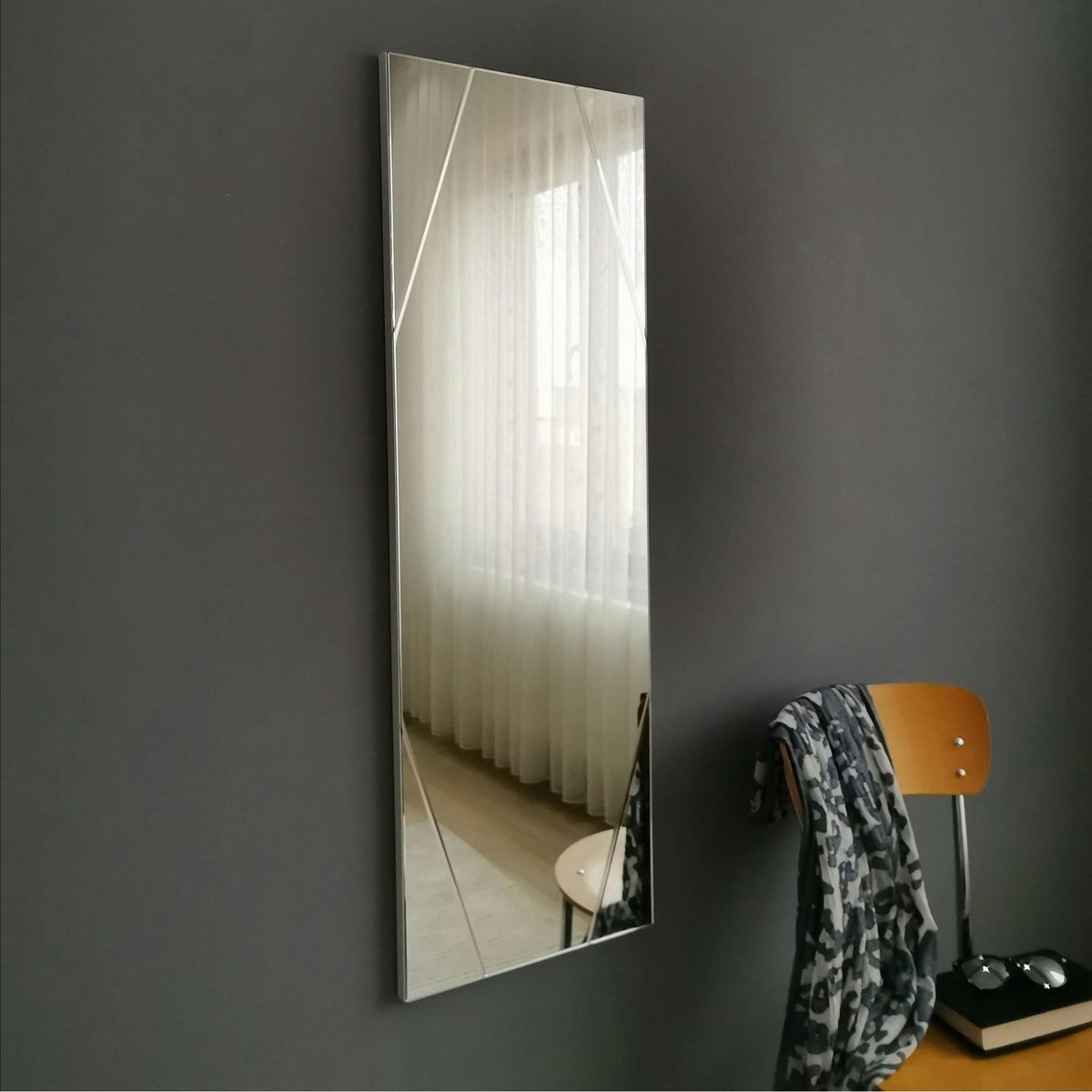 Miroir rectangulaire mural avec angles marqués 105 cm CODY argenté, PIER IMPORT