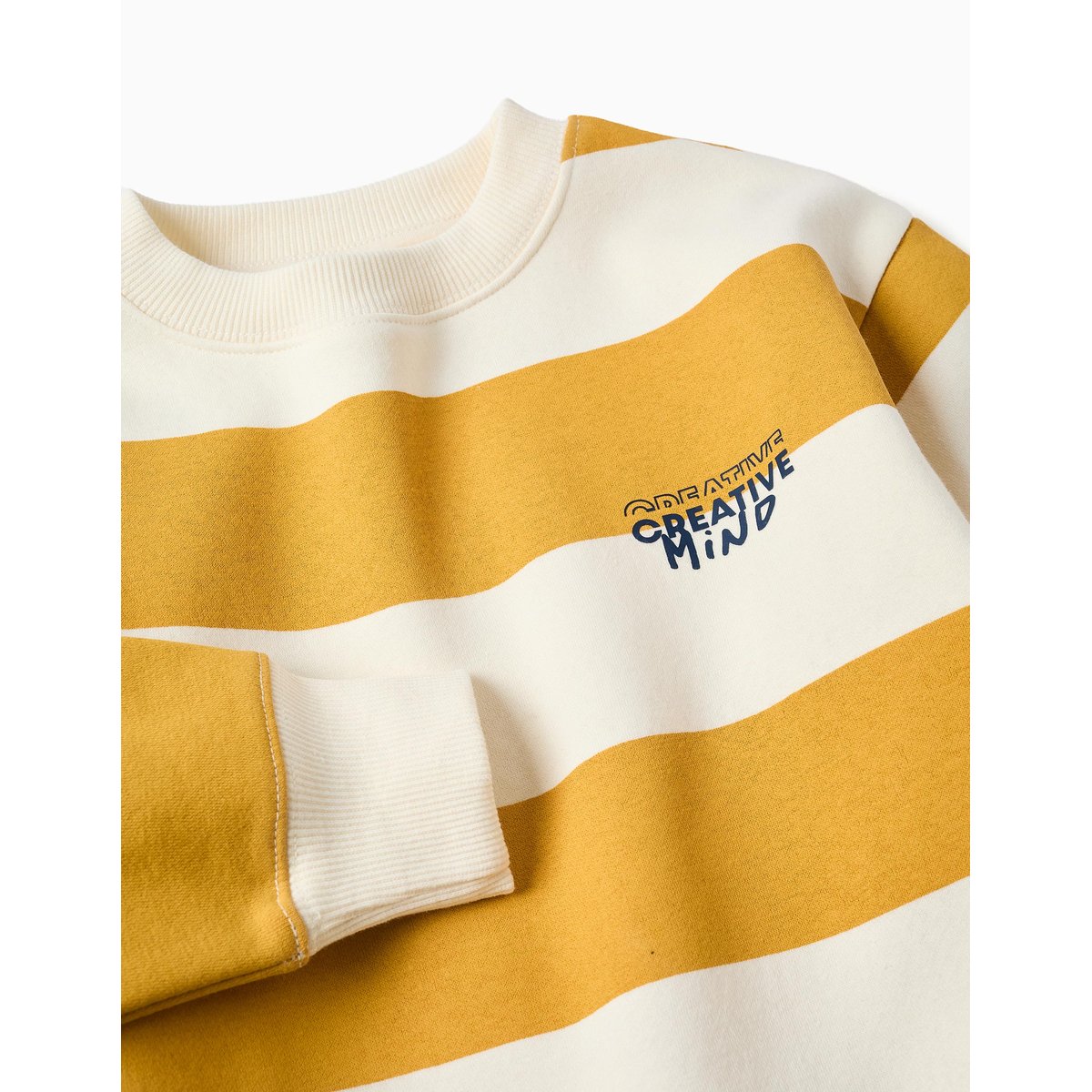 Sweat en coton peigné à rayures et imprimé jaune, ZIPPY