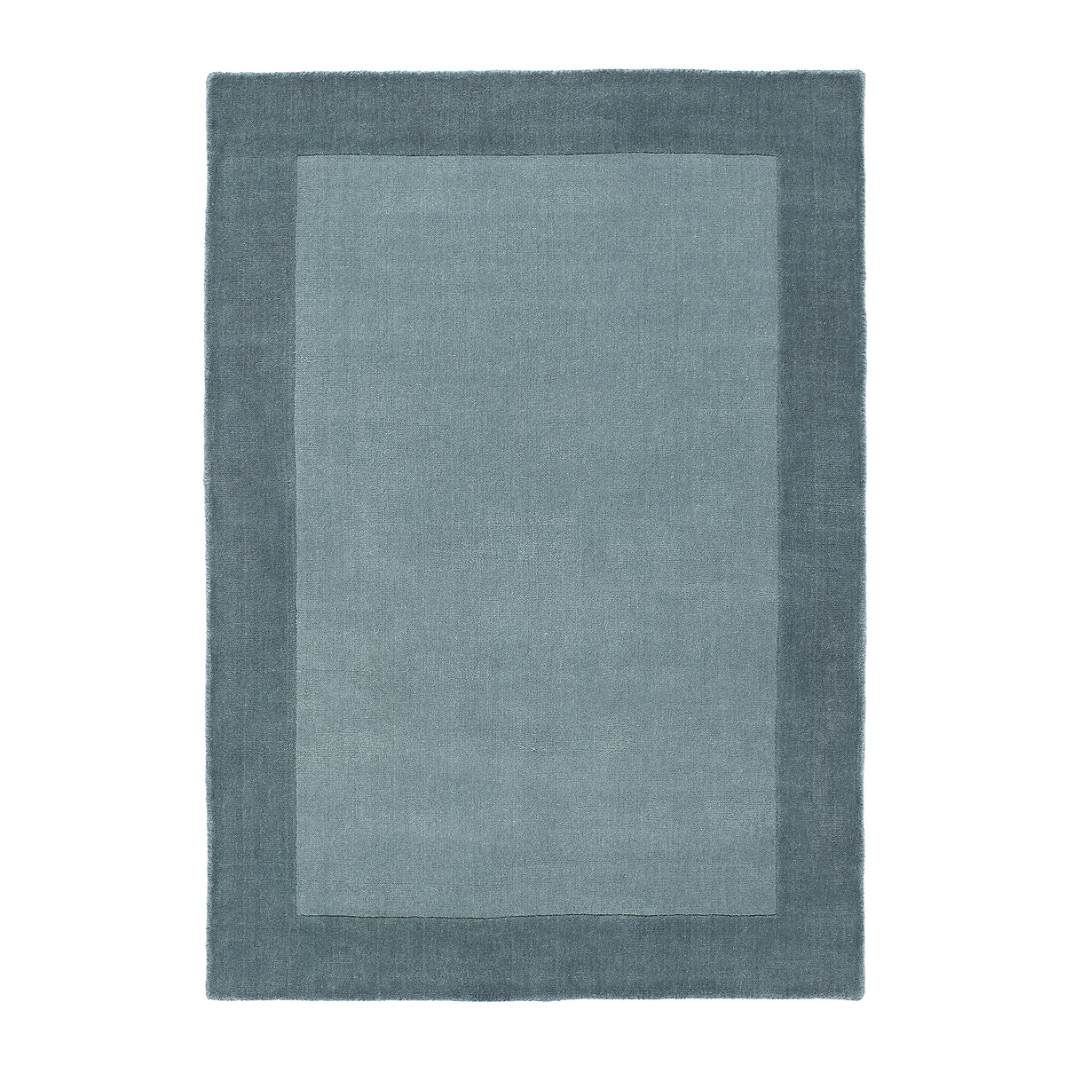 Two Tone Border Plain Rug in 100% Wool teal, SO'HOME